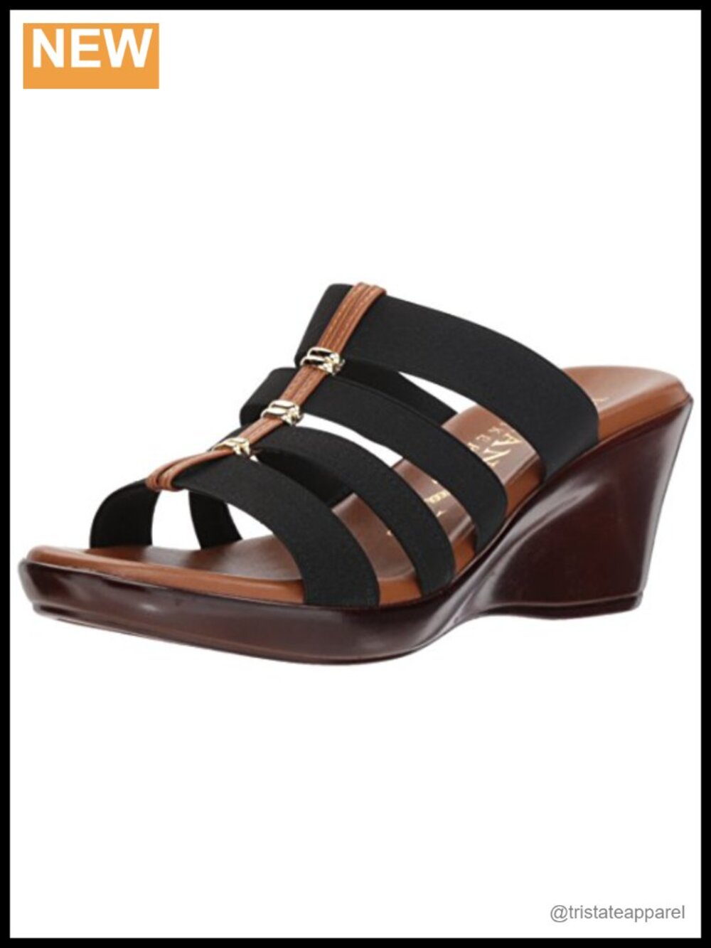 Italian Shoemakers Clover Wedge Sandal Leather Padded Slip-On Slingback